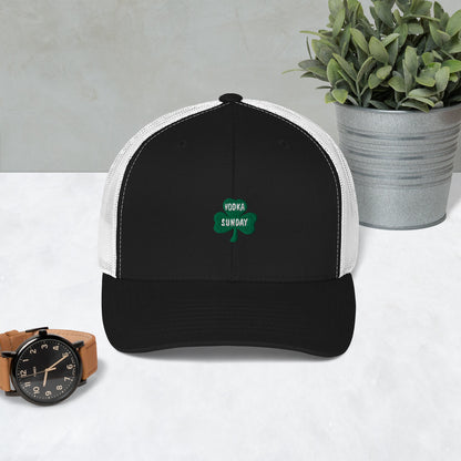  Black and White Hats - Retro Trucker Hat - Vodka Sunday